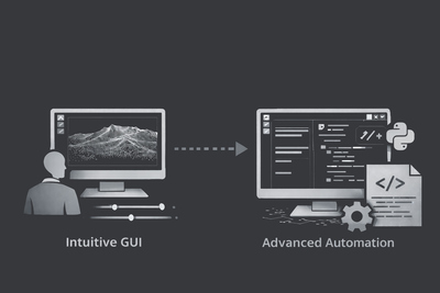 GUI and Python scripting workflows in LIS Pro 3D