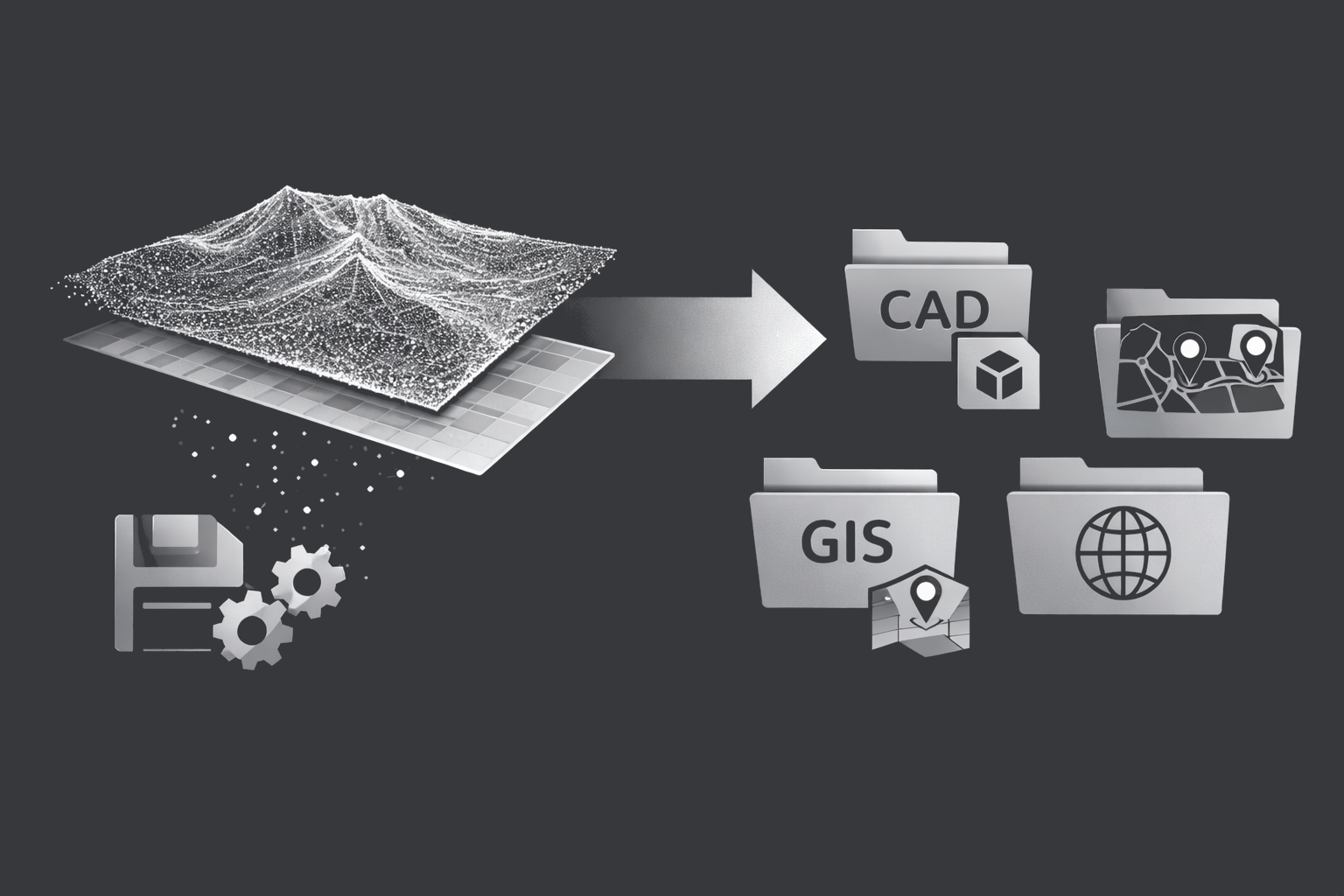 Export point cloud, raster, vector and CAD deliverables from LIS Pro 3D